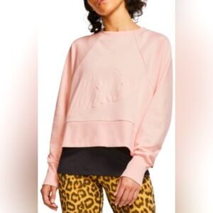 Nike Womens Dri-Fit Cropped Embossed Sweatshirt Pink Size Medium.